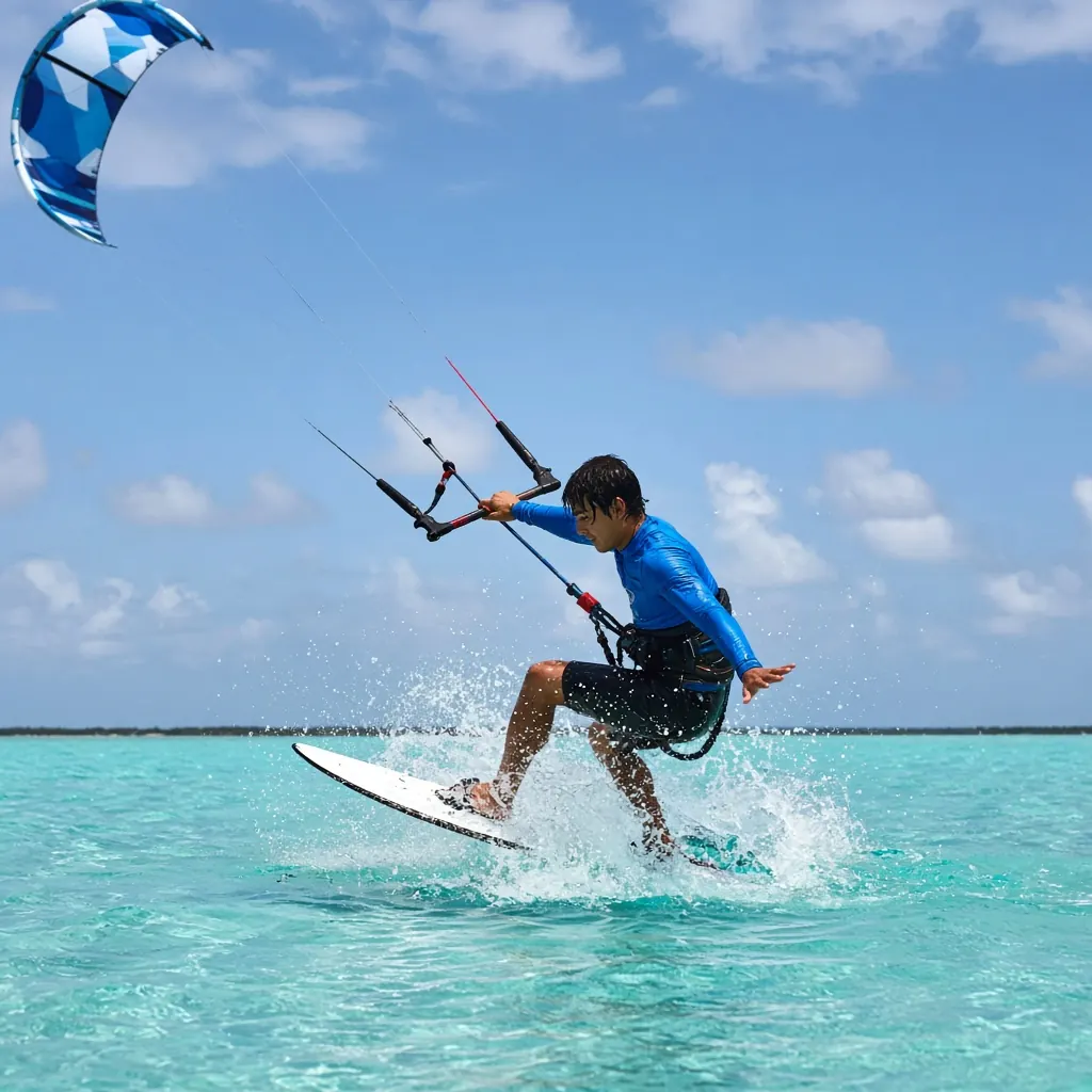 Student popping up onto the board for a waterstart